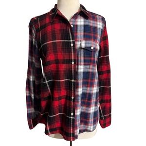 Joe Fresh mixed plaid flannel top large